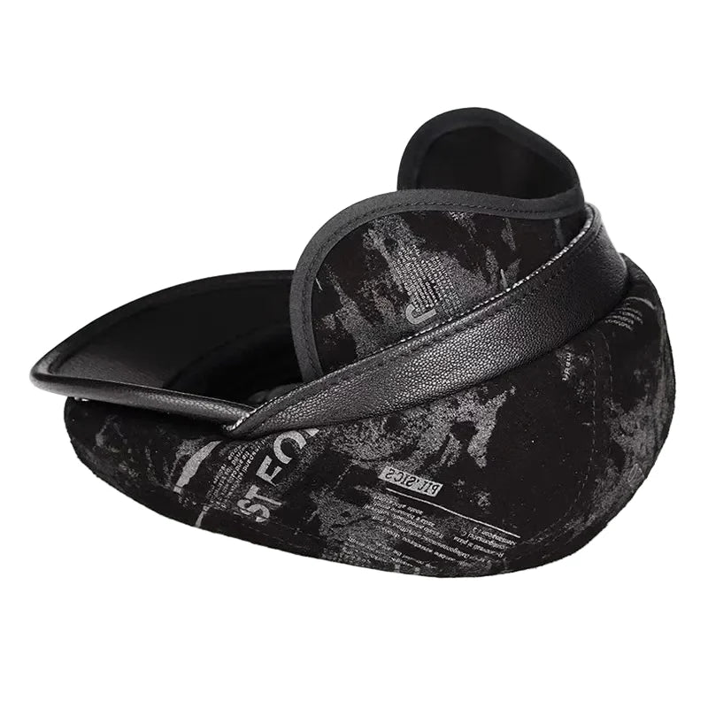 Colorado Black Genuine Leather Earflaps Flat Cap