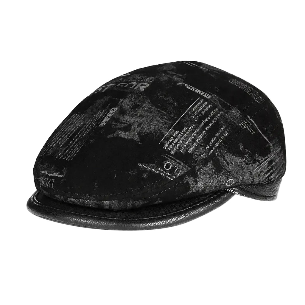 Colorado Black Genuine Leather Earflaps Flat Cap