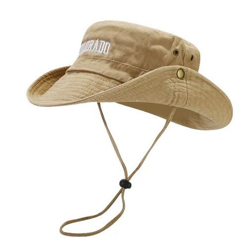 Beige Wide Brim Bucket Hat