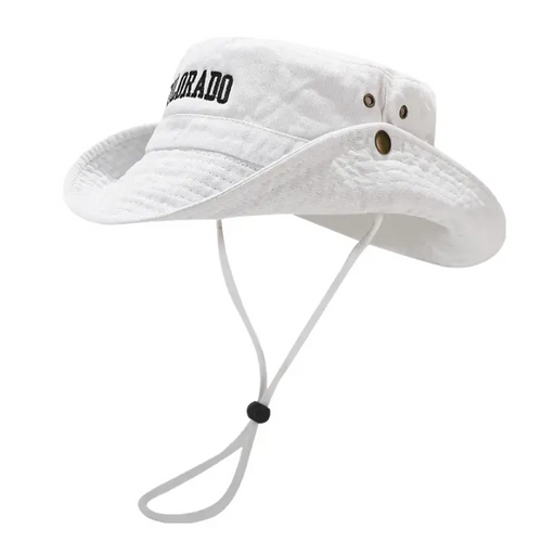White Wide Brim Bucket Hat