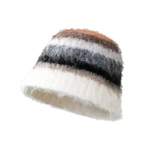 Coffee brown and white Colorful Furry Beanie