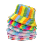 Colourful Striped Fur Bucket hat