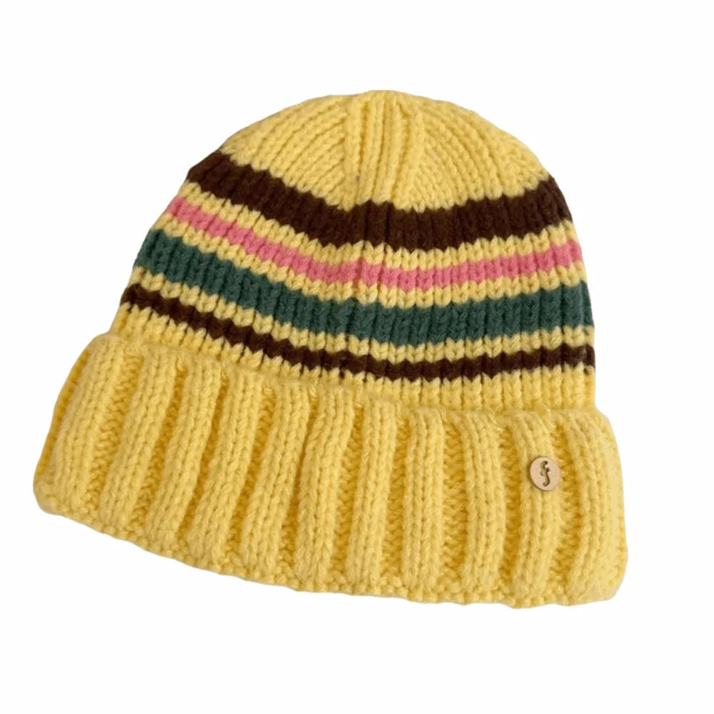 Yellow Vintage Striped Beanie