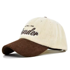 Corduroy Baseball Cap – Adjustable Cotton Hat With Embroidered Logo Design — on model