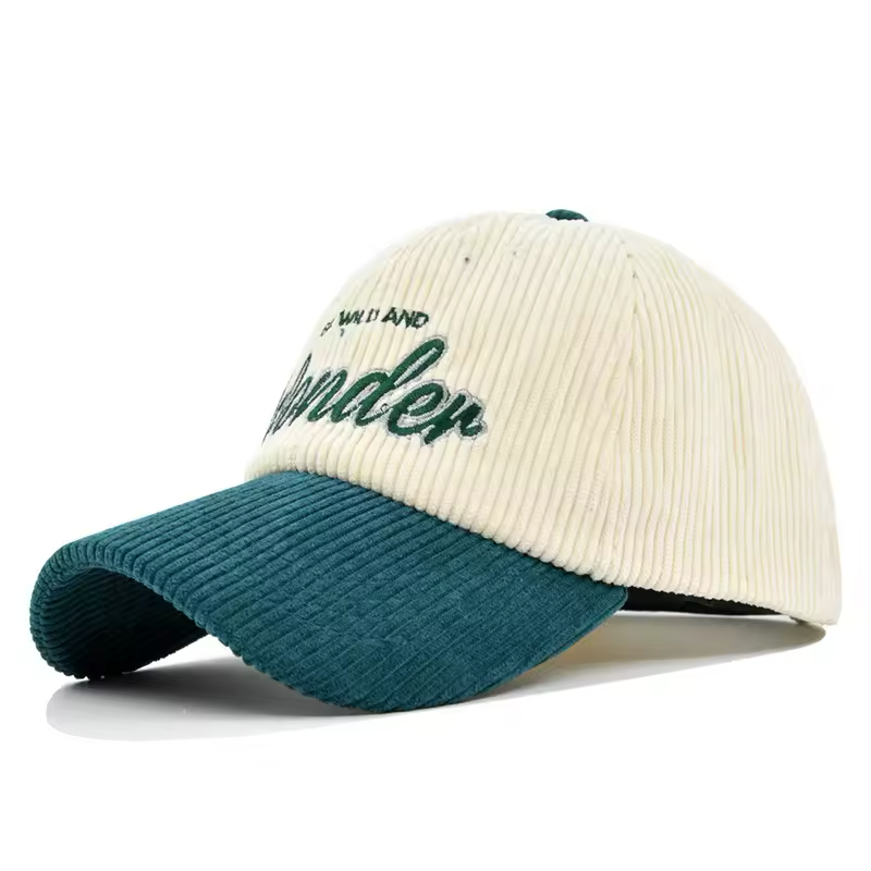 Corduroy Baseball Cap – Adjustable Cotton Hat With Embroidered Logo Design