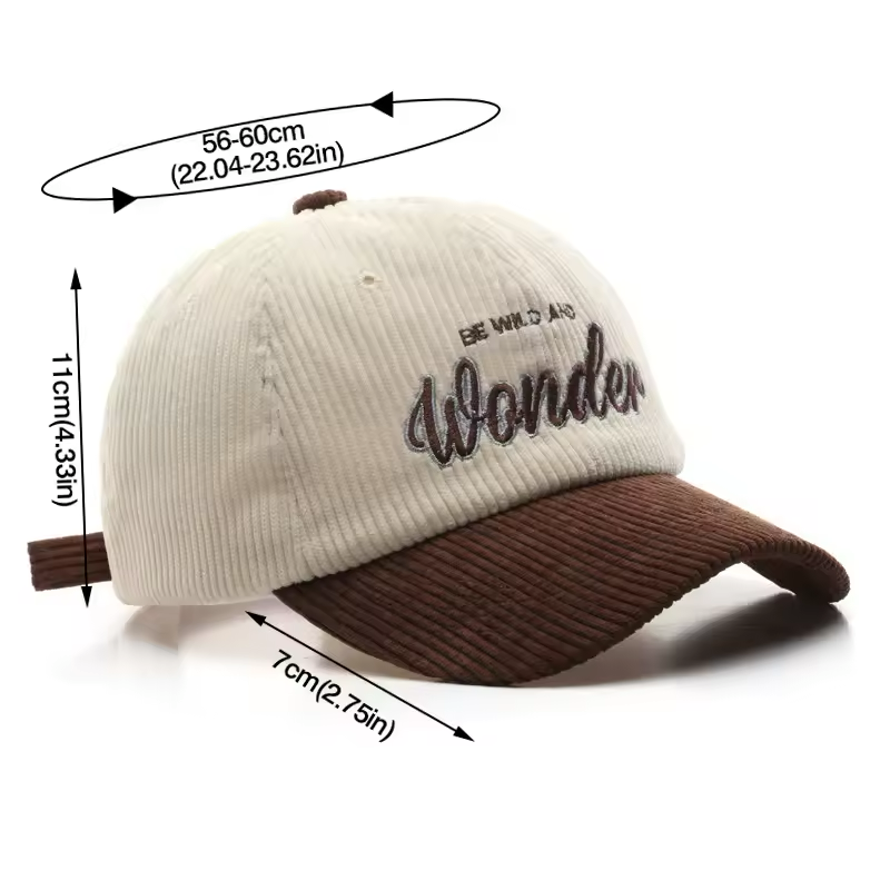 Corduroy Baseball Cap – Adjustable Cotton Hat With Embroidered Logo Design — side view