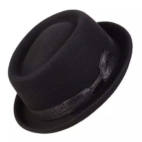 Black Wool Porkpie Hat