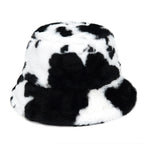 Cow Print Fur Bucket Hat