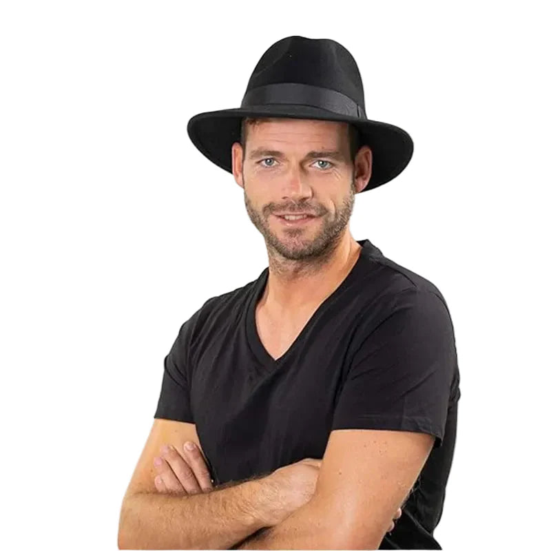 Curtis Retro Black Wool Fedora Hat