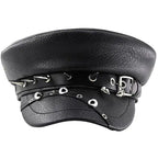 Cyberpunk Black Leather Sailor Cap