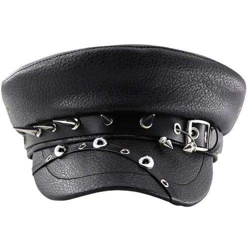 Black Leather Sailor Cap