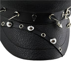 Cyberpunk Black Leather Sailor Cap