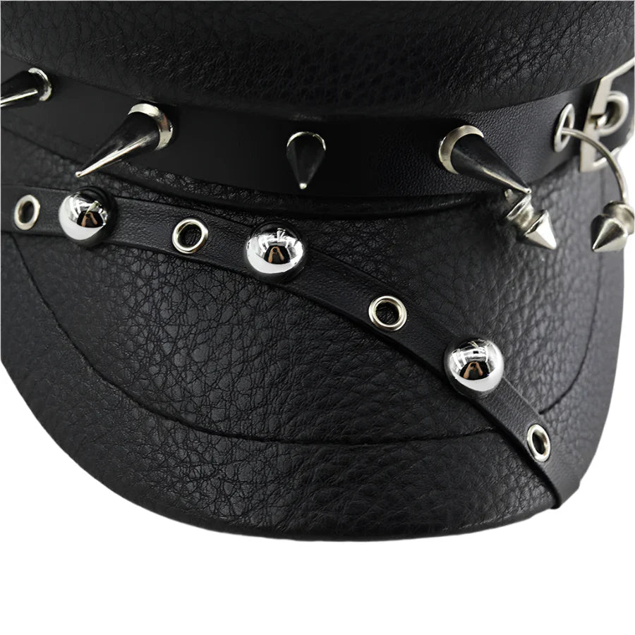Cyberpunk Black Leather Sailor Cap
