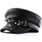 Cyberpunk Black Leather Sailor Cap