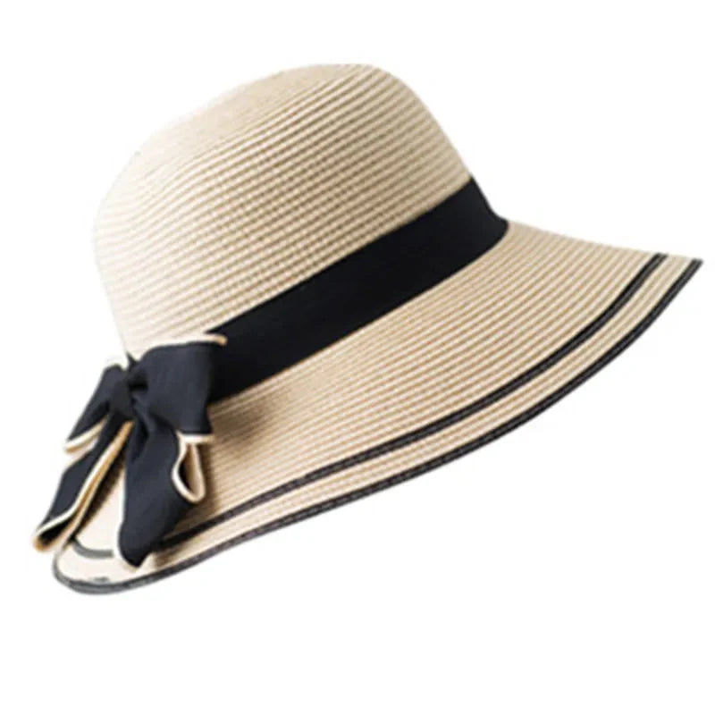 Da Costa Bowknot Summer Straw Bucket Hat