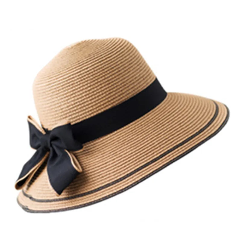 Da Costa Bowknot Summer Straw Bucket Hat