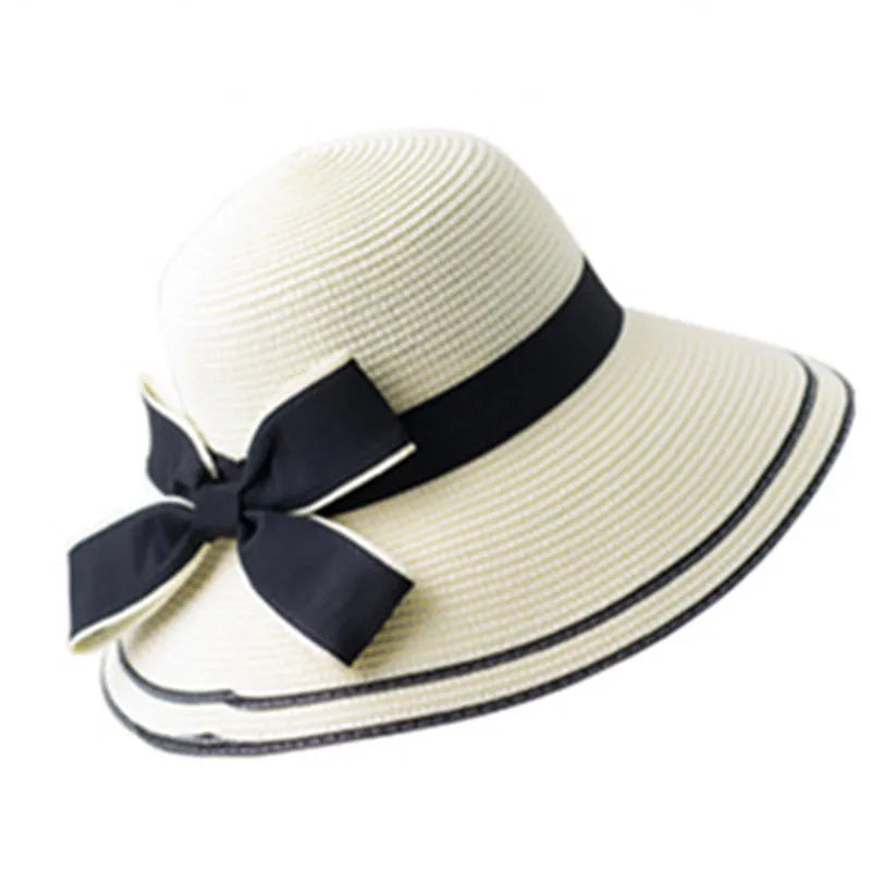 Da Costa Bowknot Summer Straw Bucket Hat