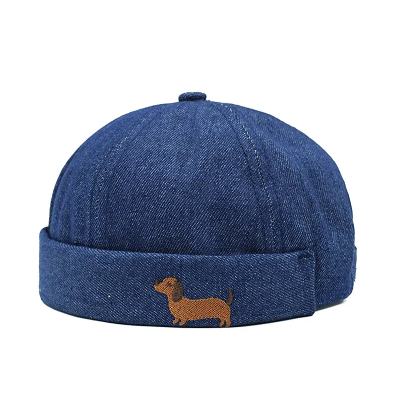 Dachshund Denim Brimless Docker Cap