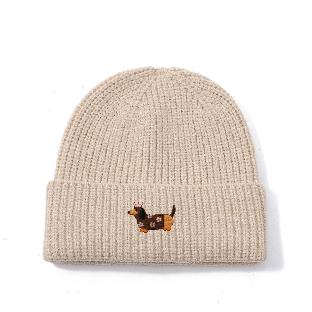 Dachshund Queen Winter Knitted Cotton Beanie