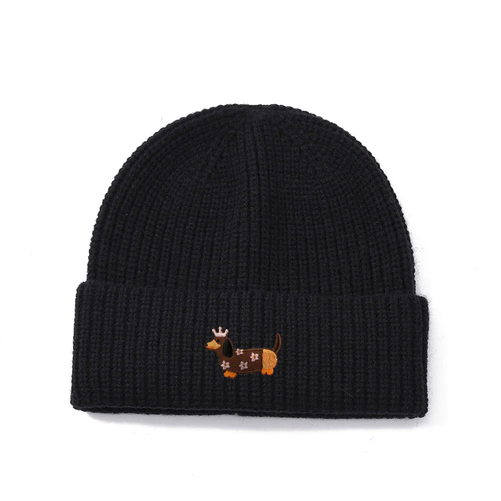Dachshund Queen Winter Knitted Cotton Beanie