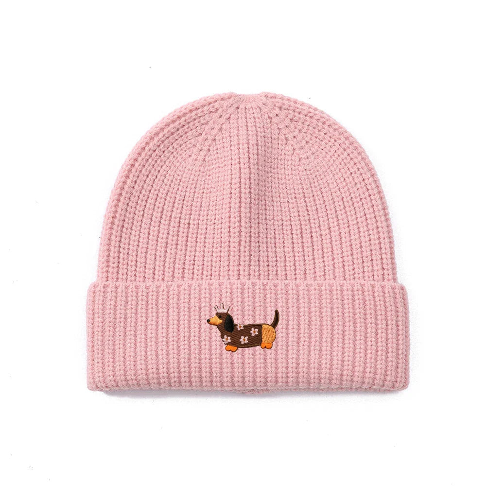 Dachshund Queen Winter Knitted Cotton Beanie