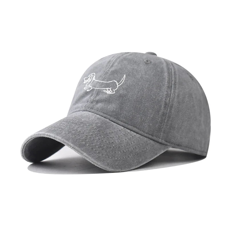 Dachshund Retro Washed Cotton Baseball Cap