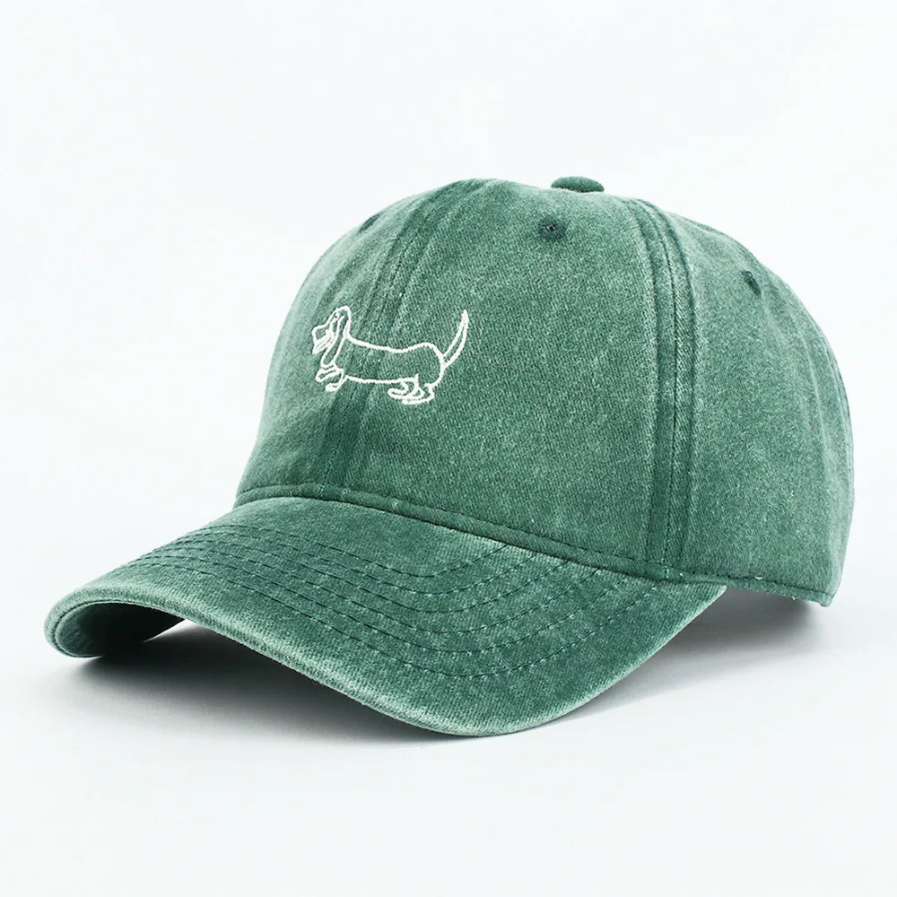 Dachshund Retro Washed Cotton Baseball Cap
