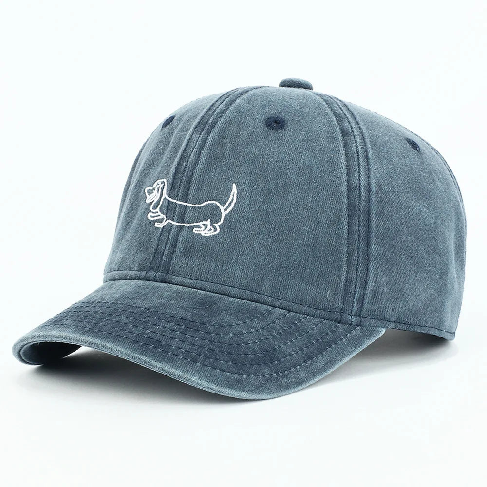 Dachshund Retro Washed Cotton Baseball Cap