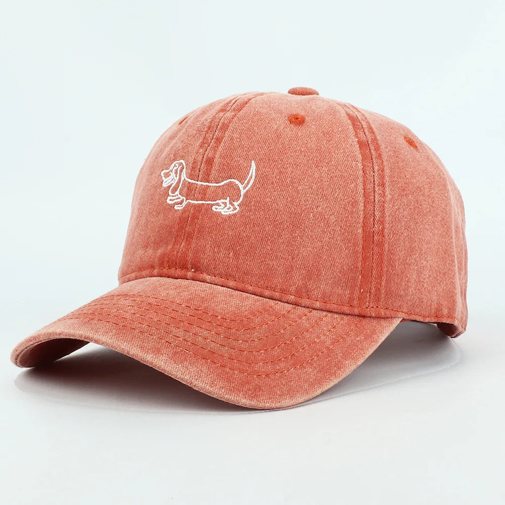 Dachshund Retro Washed Cotton Baseball Cap