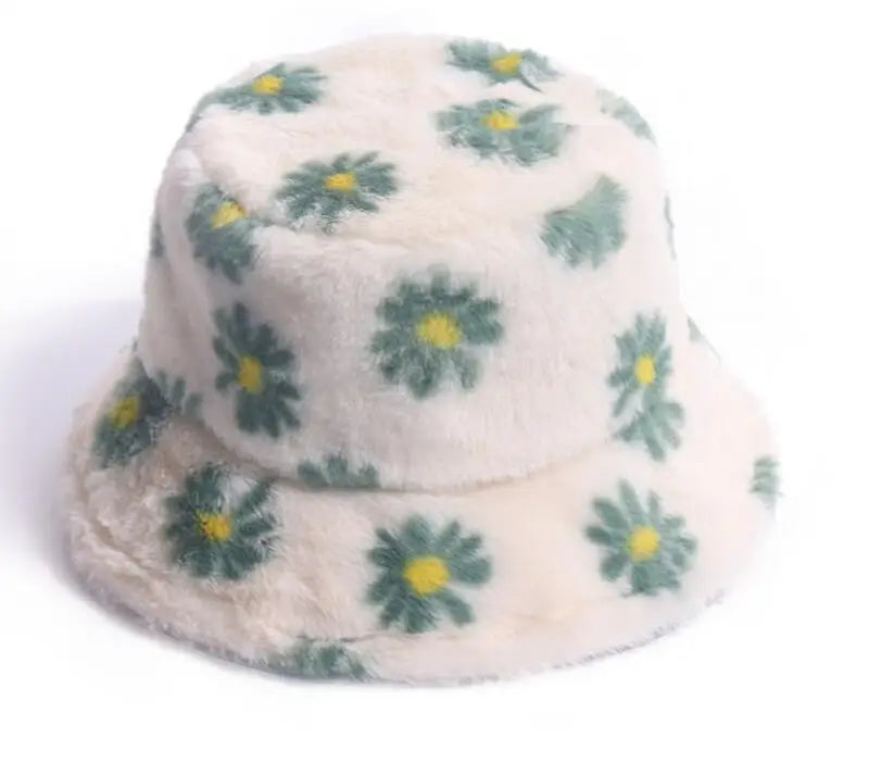 Daisies Fur Bucket Hat