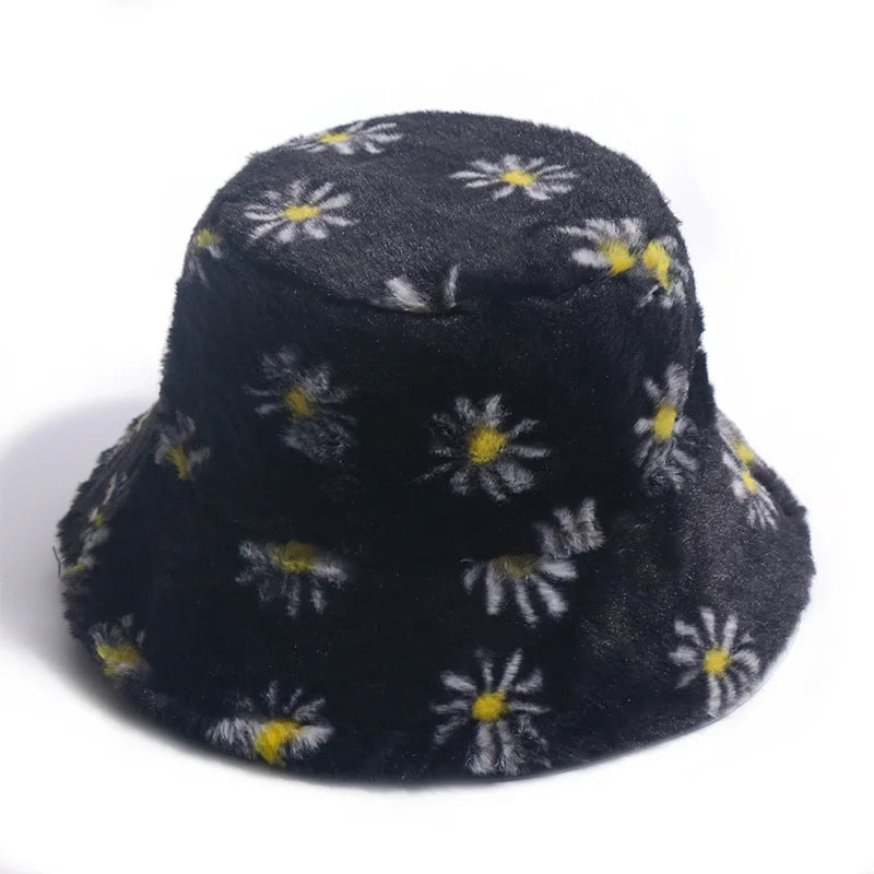 Daisies Fur Bucket Hat