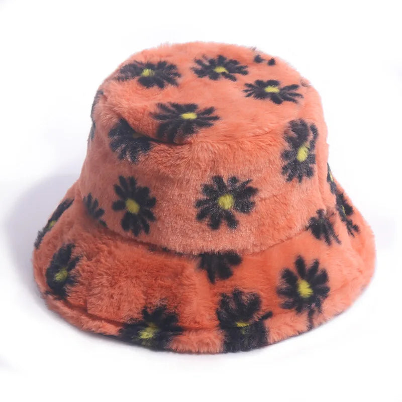 Daisies Fur Bucket Hat