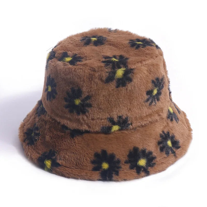 Daisies Fur Bucket Hat