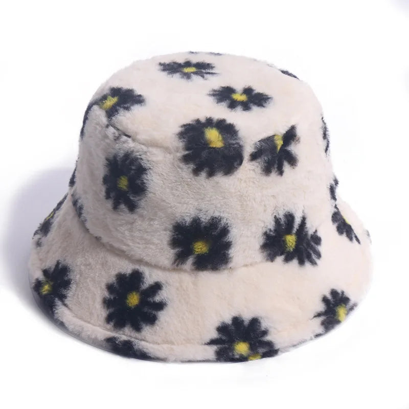 Daisies Fur Bucket Hat