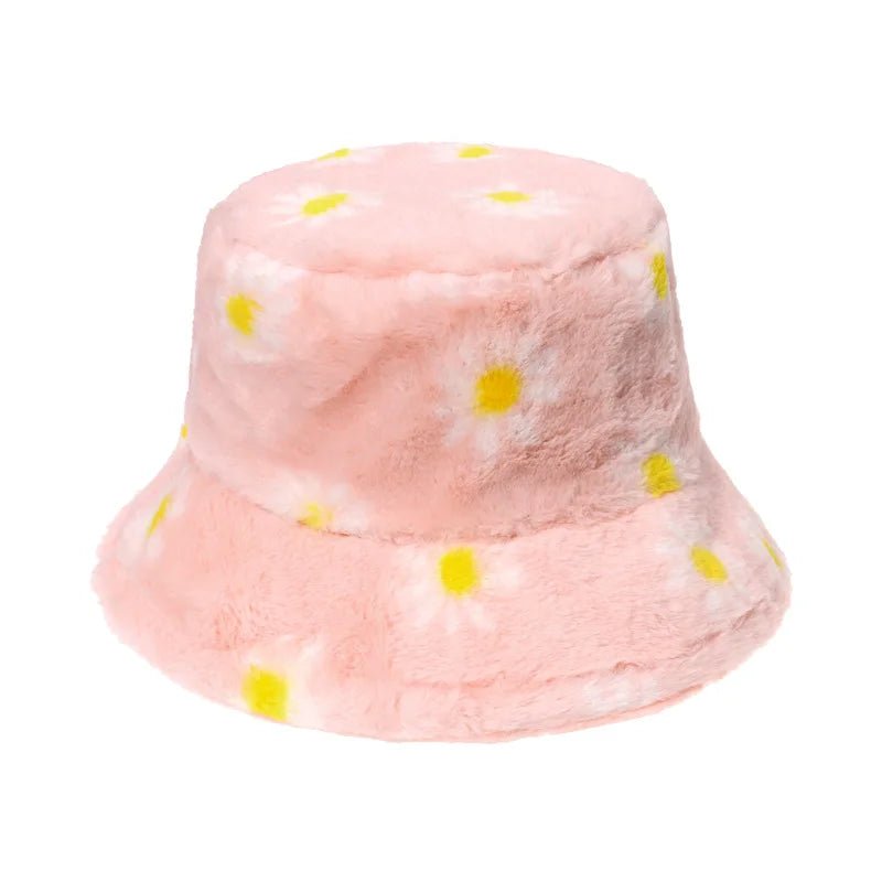 Daisies Fur Bucket Hat