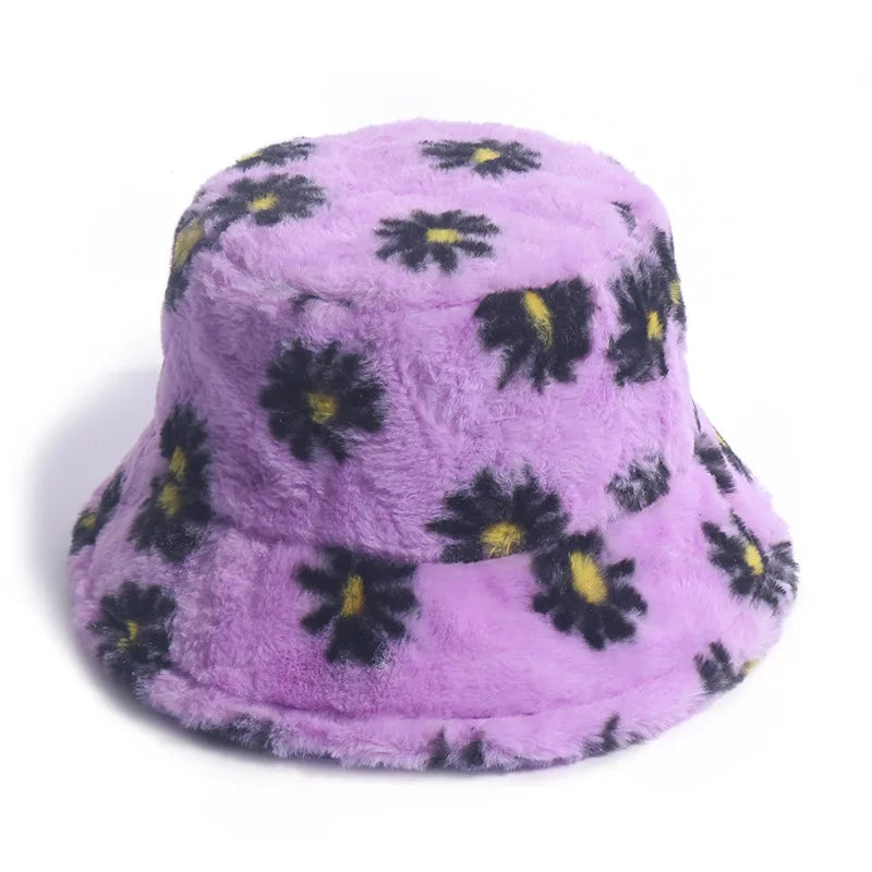 Daisies Fur Bucket Hat