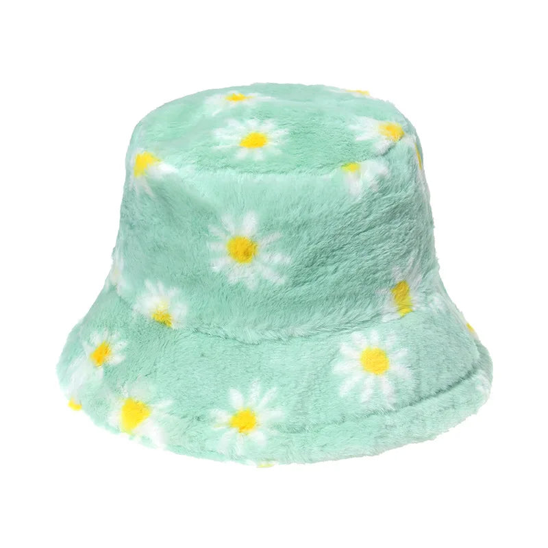 Daisies Fur Bucket Hat