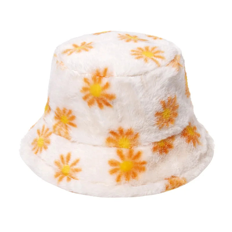 Daisies Fur Bucket Hat
