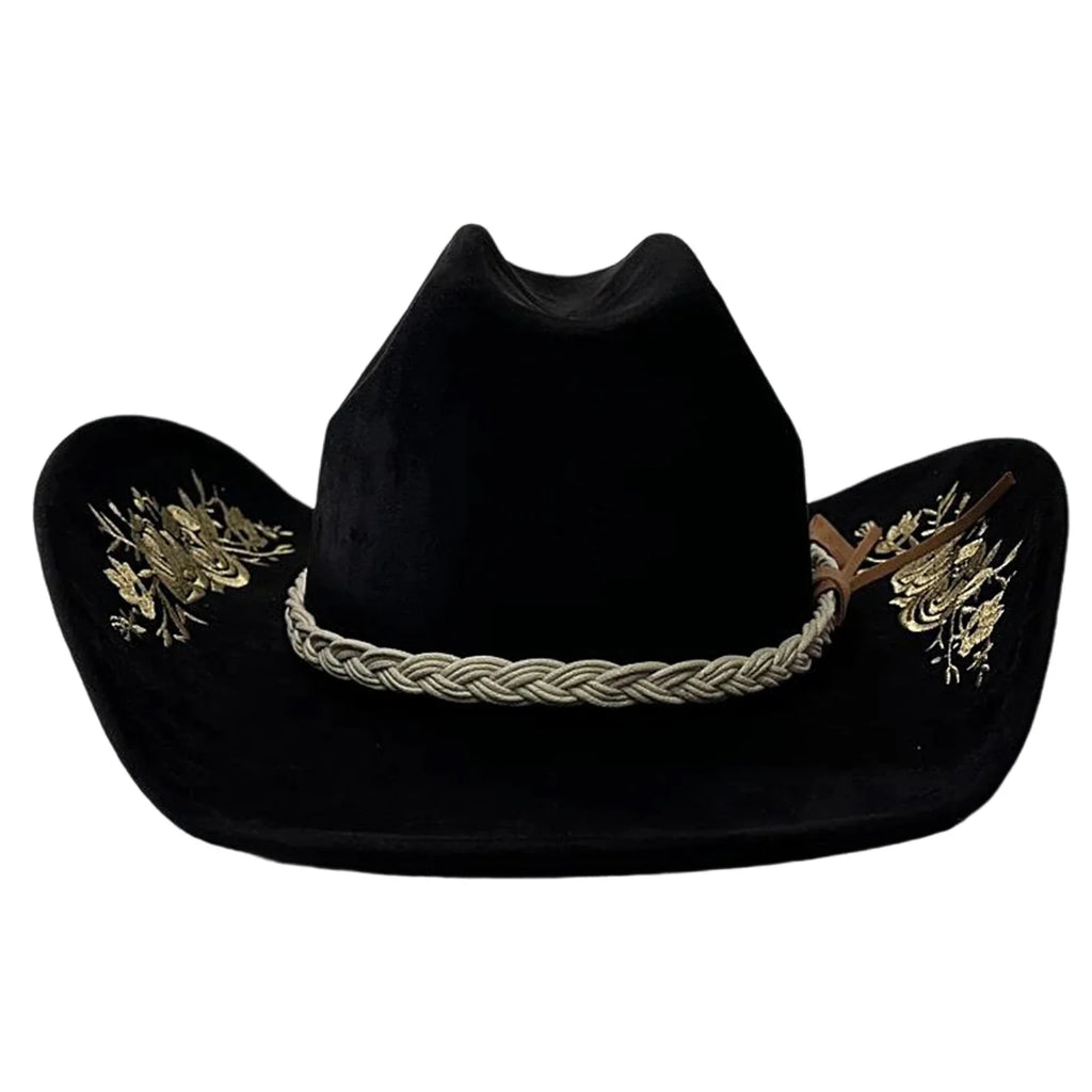 Dakota Floral Embroidery Suede Western Cowgirl Hat