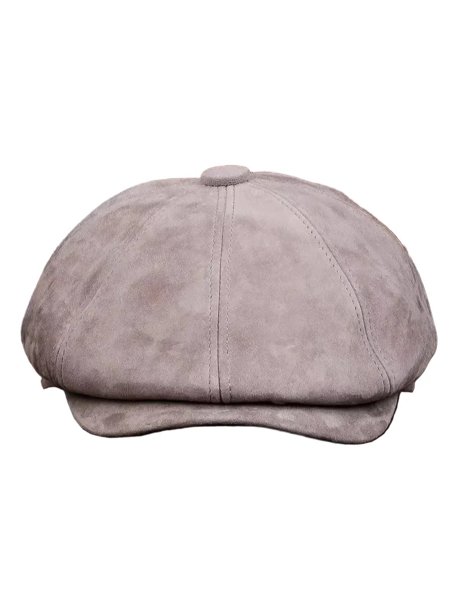 Danbury Gray Genuine Leather Newsboy Cap