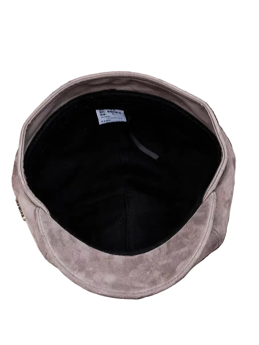 Danbury Gray Genuine Leather Newsboy Cap