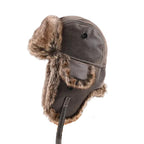 Davenport Winter Fur Leather Trapper Bomber Hat
