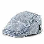 Dayton Distressed Denim Flat Cap