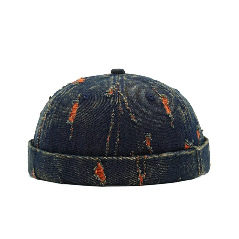 Delaware Distressed Ripped Denim Docker Cap