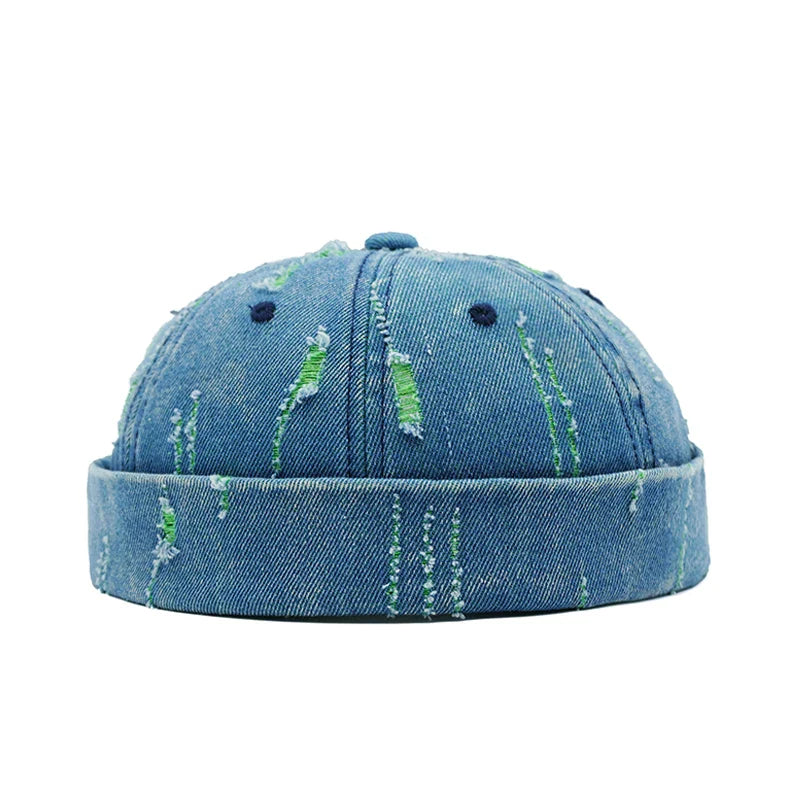 Delaware Distressed Ripped Denim Docker Cap