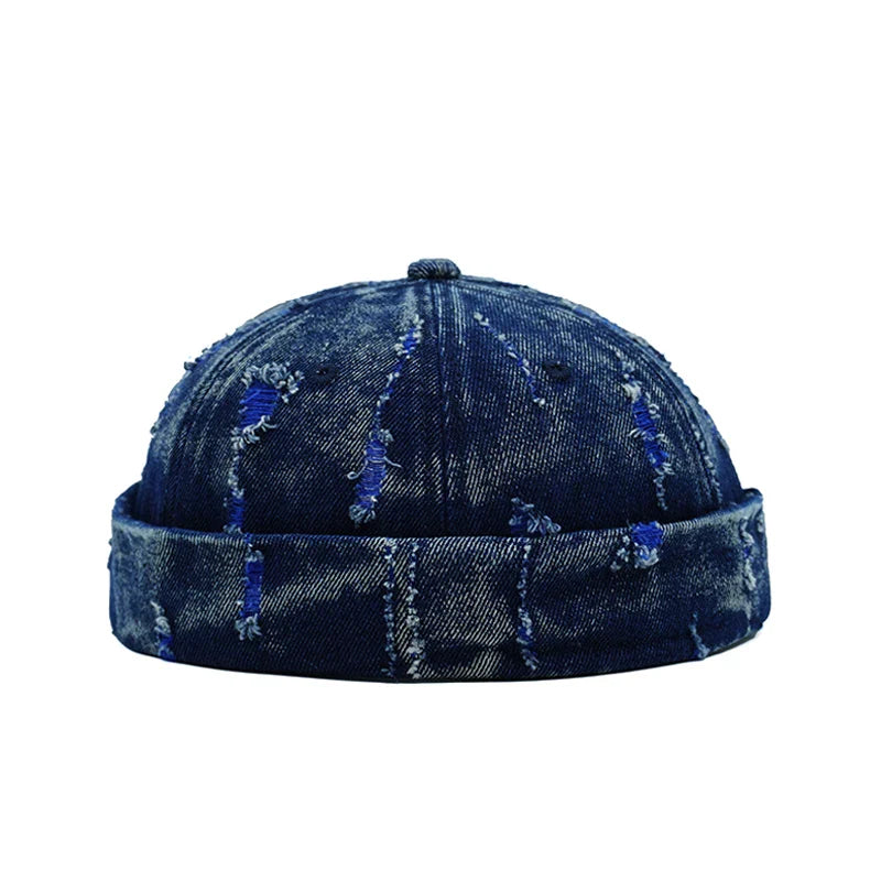 Delaware Distressed Ripped Denim Docker Cap