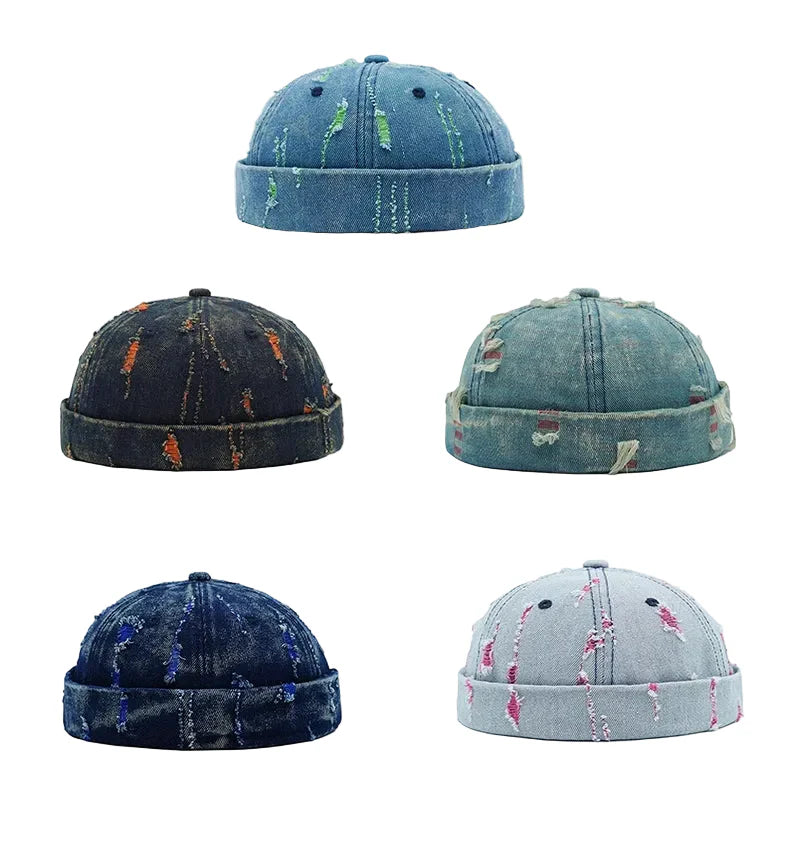 Delaware Distressed Ripped Denim Docker Cap
