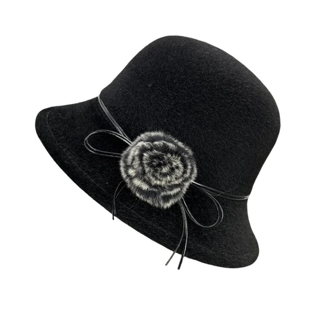 Deneuve Women Winter Wool Bowler Hat