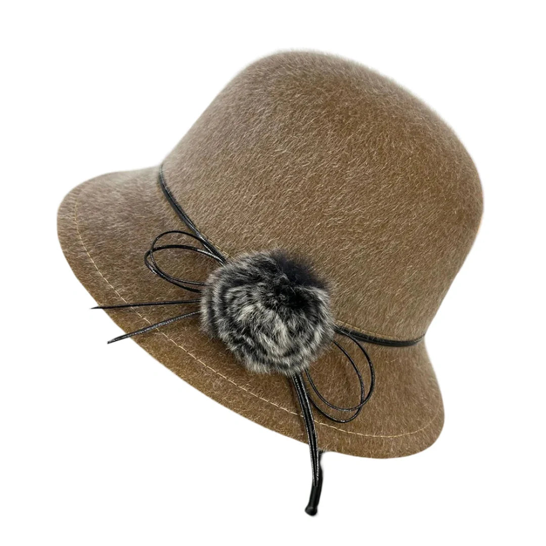 Deneuve Women Winter Wool Bowler Hat
