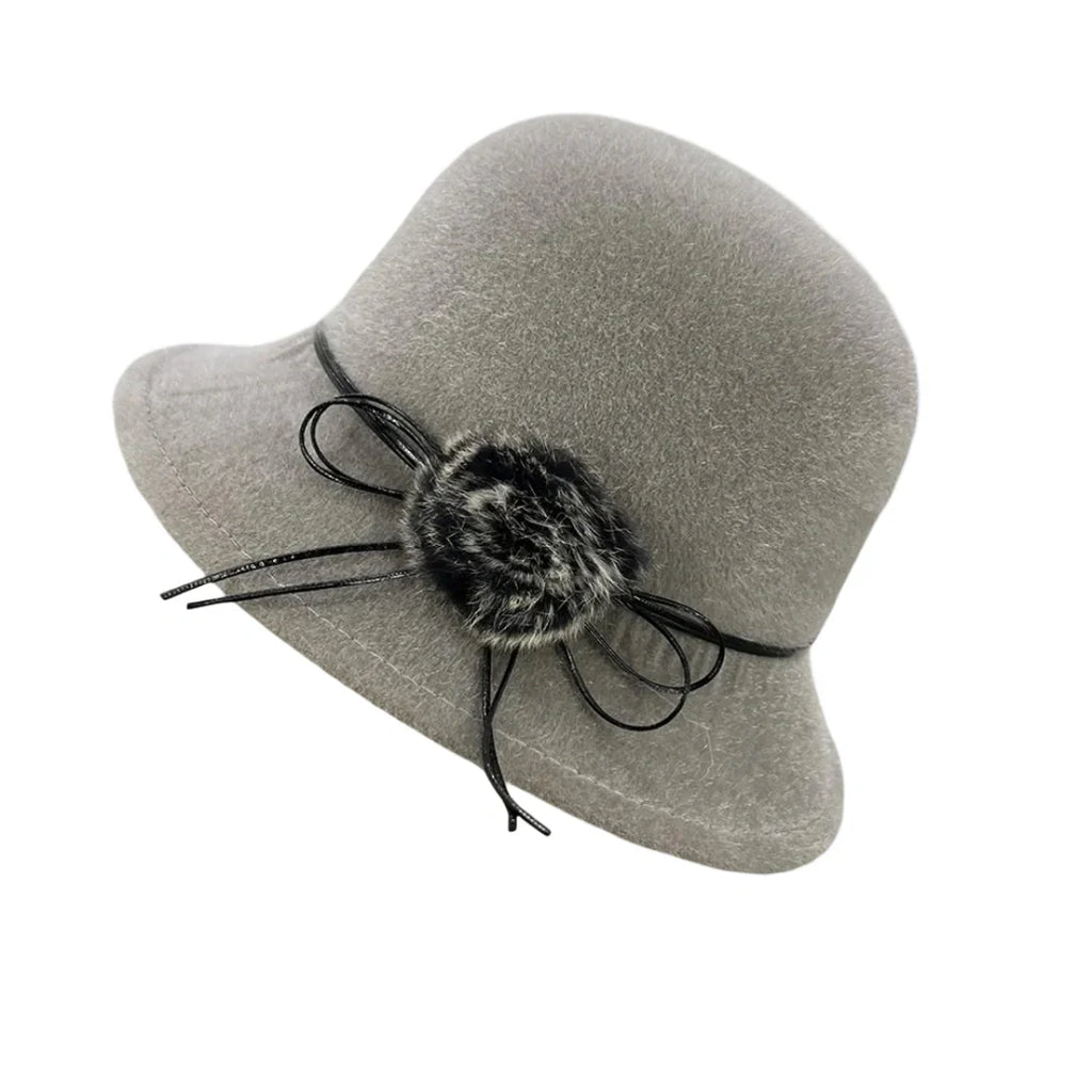 Deneuve Women Winter Wool Bowler Hat